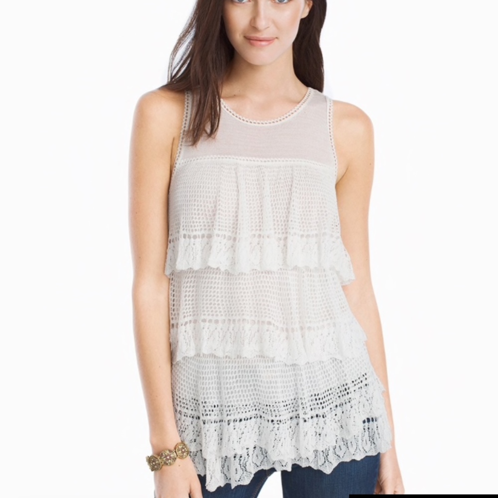 BNWOT WHBM SLEEVELESS TIERED RUFFLED SWEATER